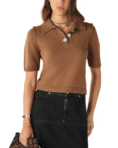 Ba&sh Ba & Sh Wool Rhinestone Button Sweater In Brown