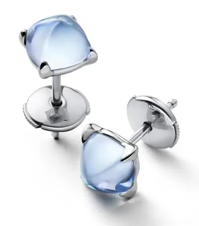 Baccarat Sterling Silver And Crystal Médicis Aqua Mirror Stud Earrings In White