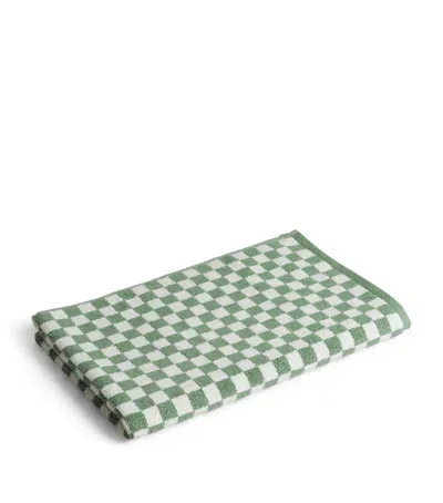 Baina Check Beppu Bath Mat In Green