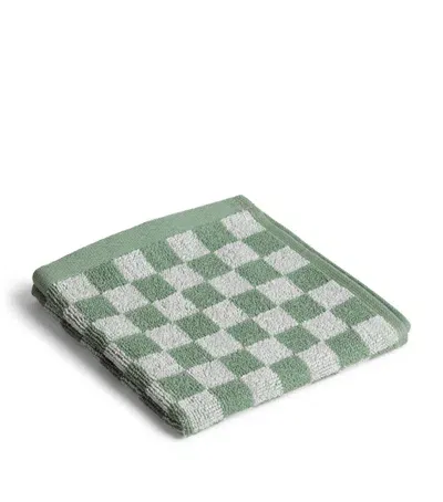 Baina Check Quill Facecloth In Green