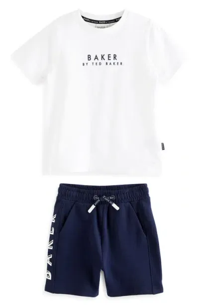 Baker By Ted Baker Kids' Graphic T-shirt & Pull-on Shorts Set In Blue