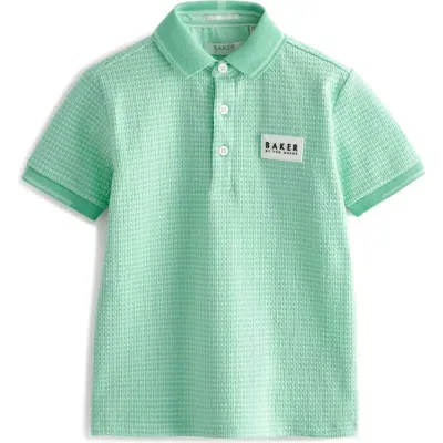 Baker By Ted Baker Kids' Textured Cotton Polo In Green