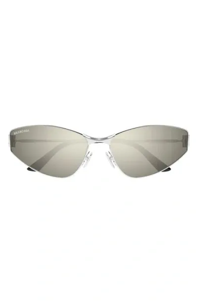 Balenciaga 65mm Oversize Cat Eye Sunglasses In Silver