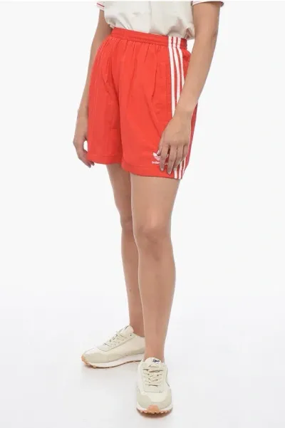 Balenciaga Adidas Nylon Shorts With Contrasting Side Bands In Red