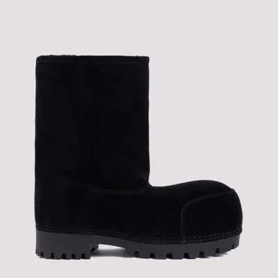 Balenciaga Alaska Fur Low Boots In Black