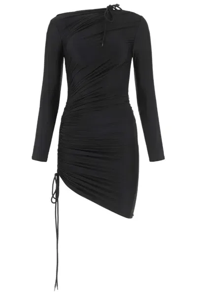 Balenciaga Asymmetric Drawstring Dress In Black