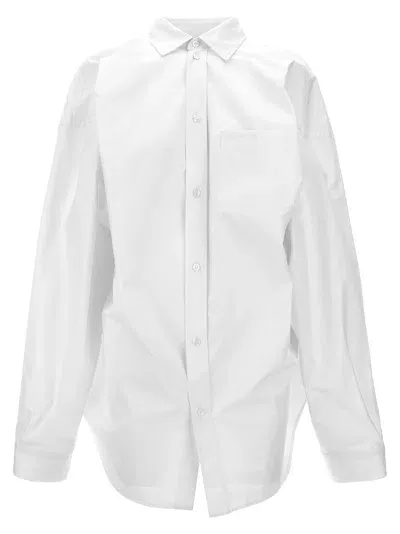 Balenciaga Asymmetric Shirt With Logo Embroidery In White