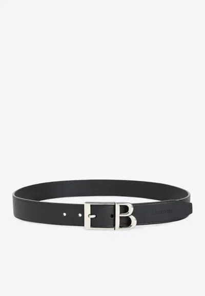 Balenciaga B-buckle Leather Belt In Black