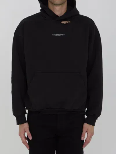 Balenciaga Back Hoodie In Black