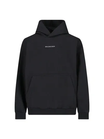 Balenciaga Back Logo Hoodie In Black