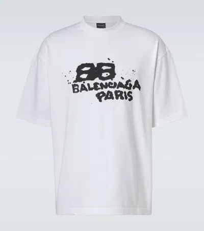 Balenciaga Bb Icon Cotton Jersey T-shirt In White