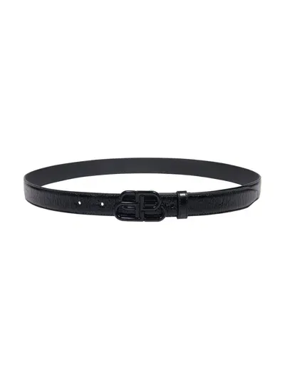 Balenciaga Bb Thin Belt In Black