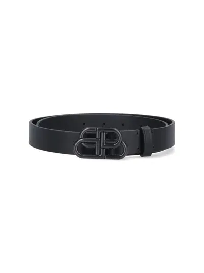 Balenciaga 'bb' Thin Belt In Black  