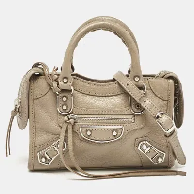 Pre-owned Balenciaga Beige Leather Nano Metallic Edge Classic City Bag