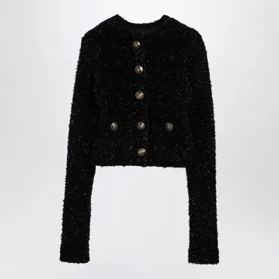 Balenciaga Black Cotton Blend Tweed Cropped Cardigan Women