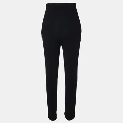 Pre-owned Balenciaga Black Crepe High Waist Flap Detail Trousers M