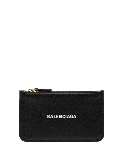 Balenciaga Black Everyday Leather Card Holder In 1090 -black/l White