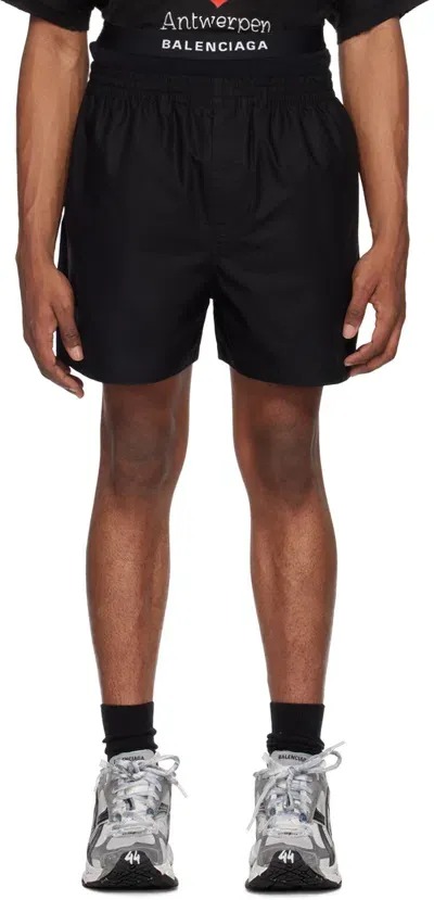 Balenciaga Cotton Boxer Shorts In Black