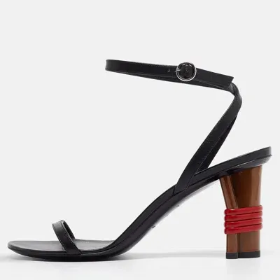 Pre-owned Balenciaga Black Leather Ankle Strap Sandals Size 40