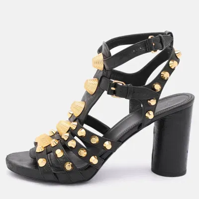 Pre-owned Balenciaga Black Leather Arena Gladiator Sandals Size 39.5