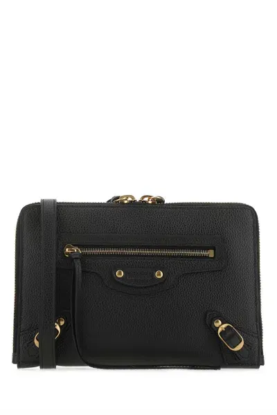 Balenciaga Black Leather Neo Classic S Pouch In 1000