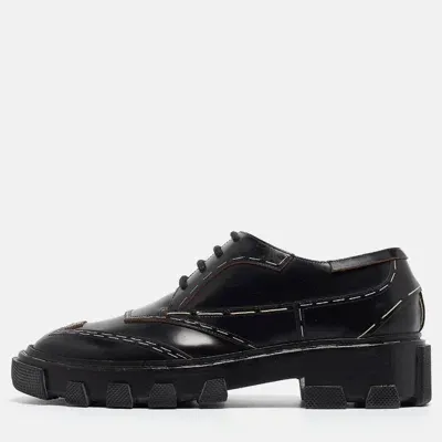 Pre-owned Balenciaga Black Leather Topstitch Derby Size 36