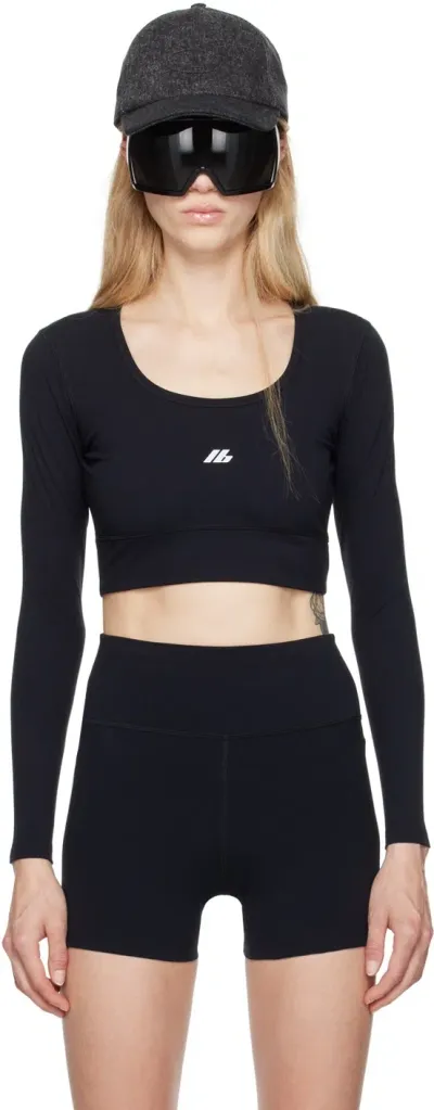 Balenciaga Black Long Sleeve Sports Top In 1081 Blk/reflective