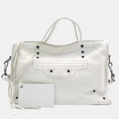 Pre-owned Balenciaga Blackout City Medium Bag In Silver