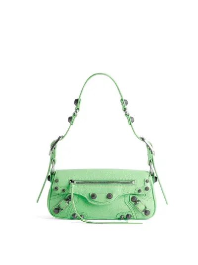 Balenciaga Le Cagole Xs Leather Shoulder Bag In Green