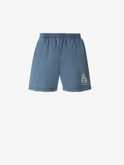 Balenciaga Burning Unity Bermuda Shorts In Blue