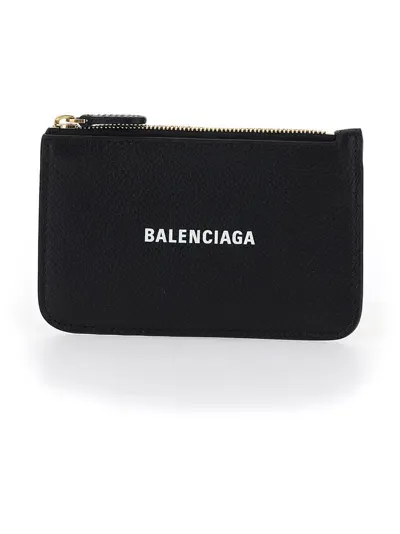 Balenciaga Cash Zipped Card Holder In Black