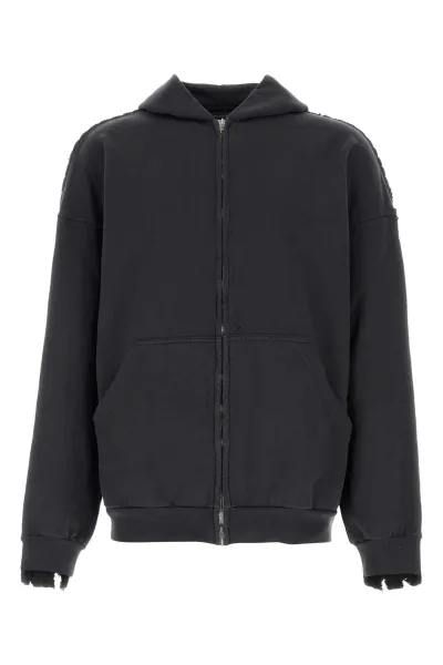 Balenciaga Charcoal Cotton Oversize Sweatshirt In Gray