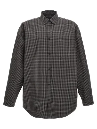 Balenciaga Overshirt With Checkered Pattern And Chest Pocket In Multi