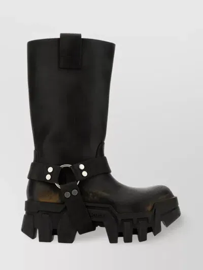 Balenciaga Black Leather Bulldozer Boots