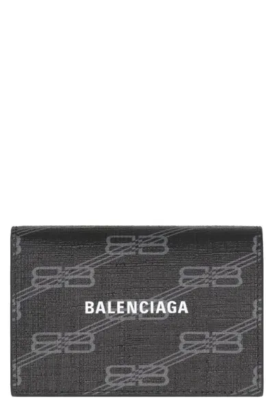 Balenciaga Coated Canvas Card Holder In Black