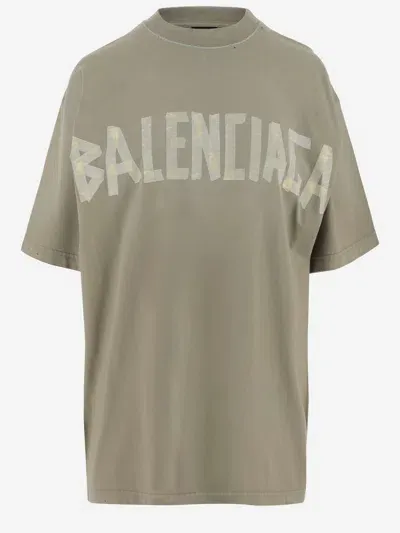 Balenciaga Cotton Over T-shirt In Green