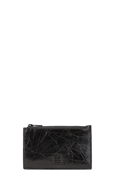 Balenciaga Crush Coin & Card Holder In Black