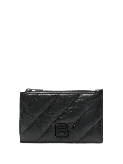 Balenciaga Crush Long Card Holder In 黑色