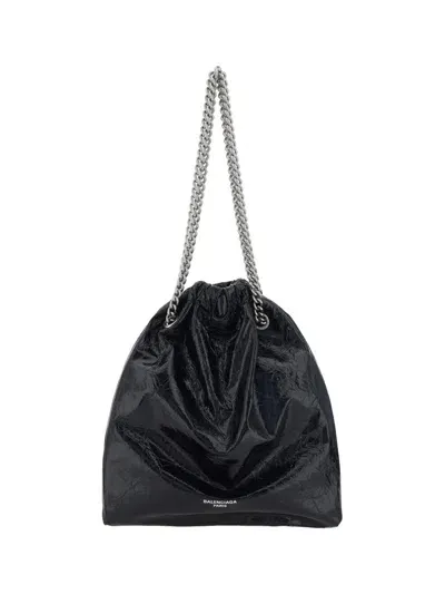 Balenciaga Crush Medium Tote Bag In Black