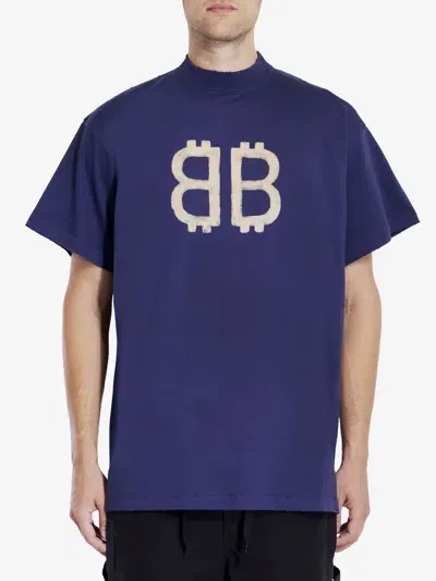 Balenciaga Crypto Tshirt In Blue