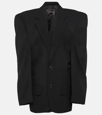 Balenciaga Cut-away Boxy Jacket In Black