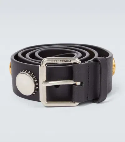 Balenciaga Embellished Leather Belt In Black