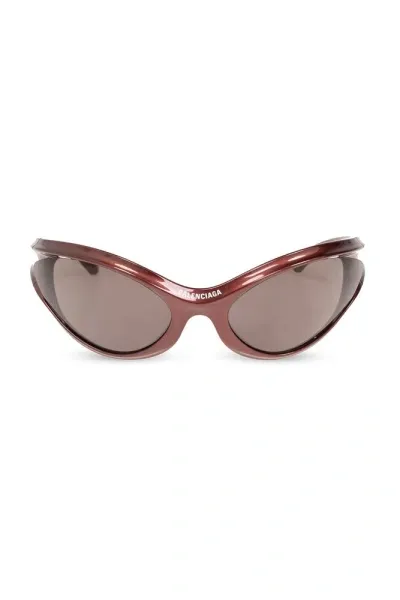 Balenciaga Dynamo Round-frame Sunglasses In Brown