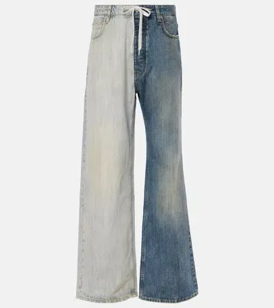 Balenciaga Fifty-fifty Low-rise Wide-leg Jeans In Multi