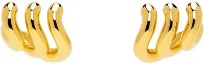 Balenciaga Loop Trio Brass Earrings In Shiny Gold