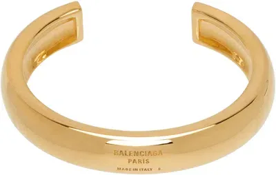 Balenciaga Gold Plated Cuff Bracelet In 0705 Gold