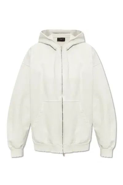 Balenciaga Zipped Long-sleeve Hoodie In Grey