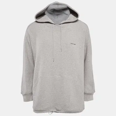 Pre-owned Balenciaga Grey Cotton Knit Oversized Hoodie S