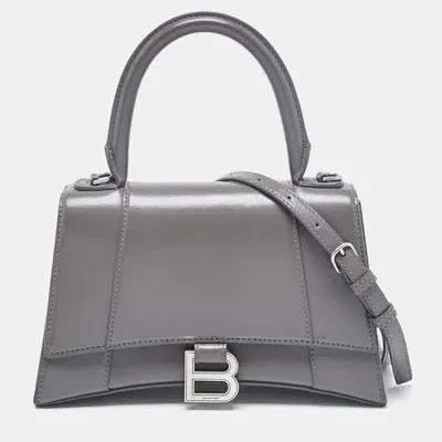 Pre-owned Balenciaga Grey Leather Small Hourglass Top Handle Bag