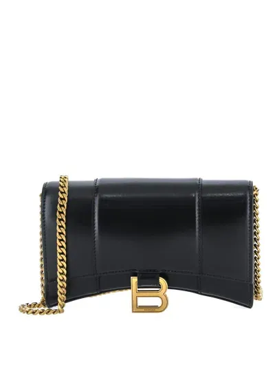 Balenciaga Hourglass Chain Wallet In Black